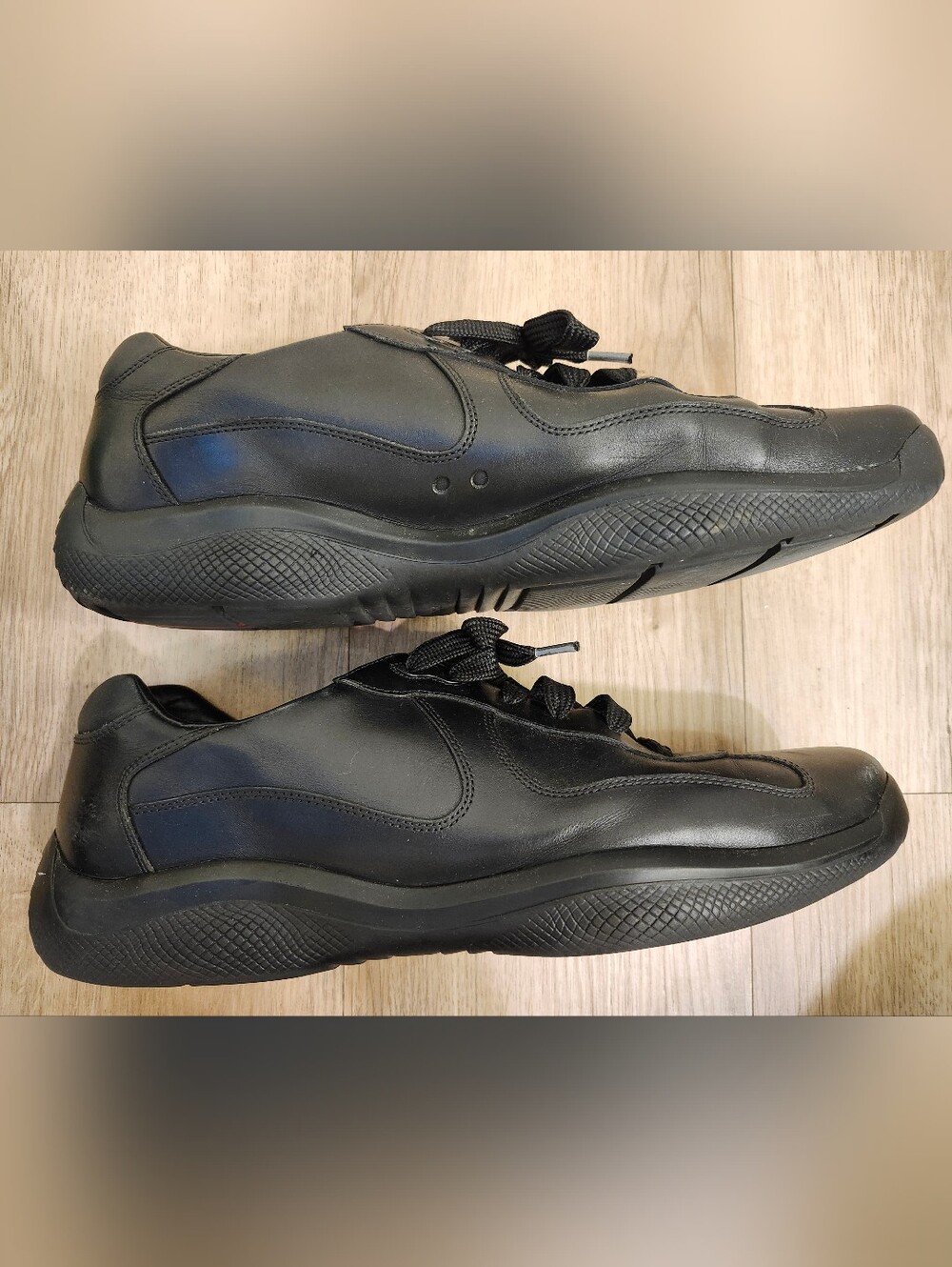 Prada America's Cup Black Nappa Leather Men's Sneakers Size 12 - Picture 4 of 8